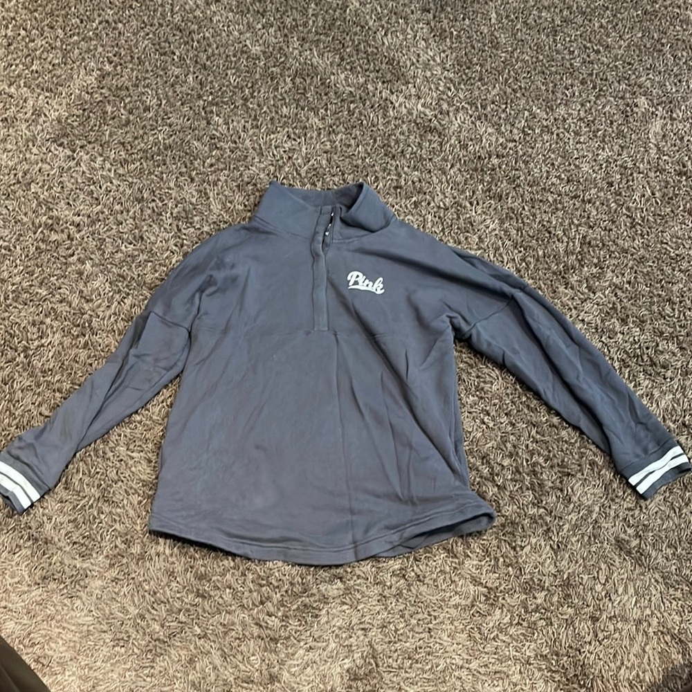 PINK Grey half button sweatshirt